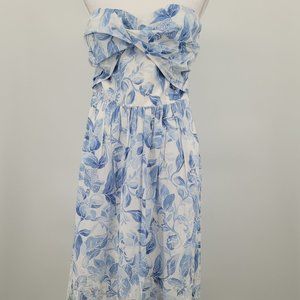 White House Black Market Strapless Floral Embroidered Hem Sundress